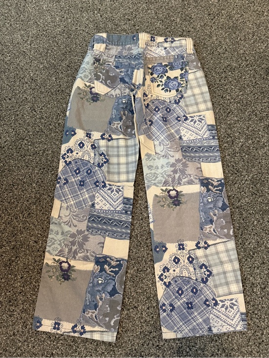 BDG Denim - BDG Patchwork Floral Straight Leg Jeans in Blue and Cream